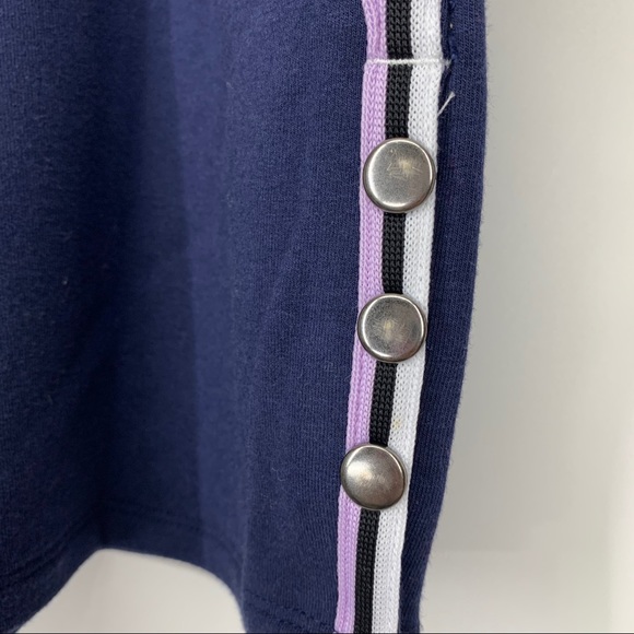 Splendid Active Navy Blue Striped Sleeveless Popover Sweatshirt Crewneck Tank - Picture 4 of 10